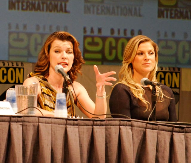 Milla Jovovich and Ali Larter promoting Resident Evil: Afterlife at the 2010 San Diego Comic-Con International