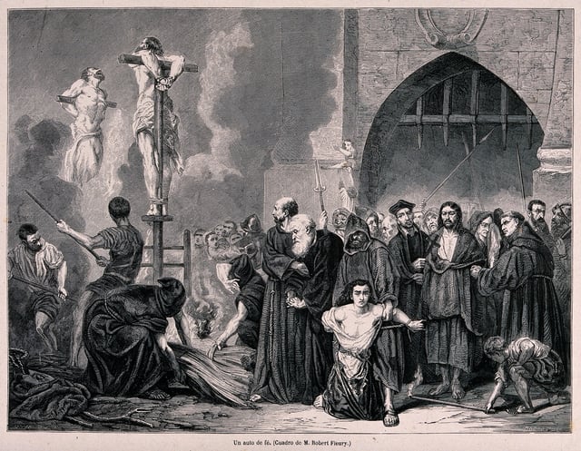 Though not subject to the Inquisition, Jews who refused to convert or leave Spain were called heretics and could be burned to death on a stake