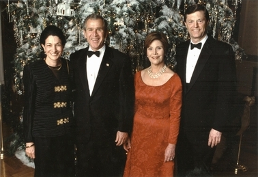 Snowe and her husband, former Maine Gov. John McKernan, with President George W. Bush and Laura Bush at a holiday reception at the White House