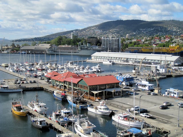 Hobart's Constitution Dock is the arrival point for yachts after they have completed the Sydney to Hobart Yacht Race, and is the scene of celebration by many yachtsmen during the new year festivities.