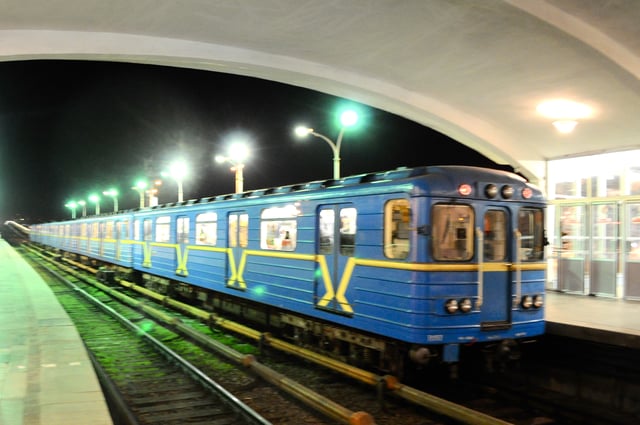 A Kiev Metro train at Dnipro station