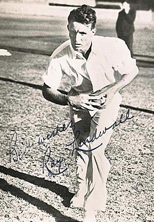 Ray Lindwall took 3 wickets in 4 balls to end the England first innings.