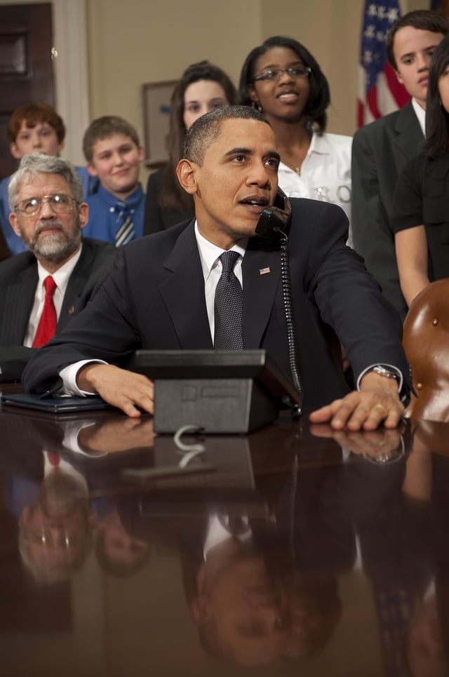 President Obama during a call to the crew aboard the ISS