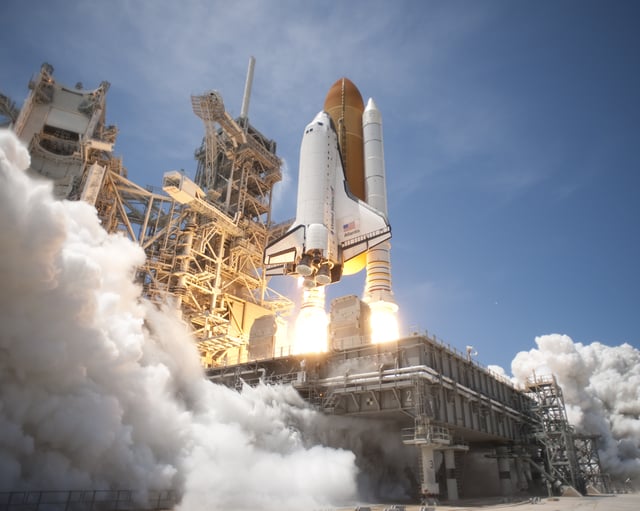 Atlantis lifts off from Launch Pad 39A at NASA's Kennedy Space Center in Florida on the STS-132 mission to the International Space Station at 2:20 pm EDT on May 14, 2010.