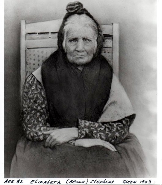Elizabeth "Betsy" Brown Stephens (1903), a Cherokee Indian who walked the Trail of Tears in 1838