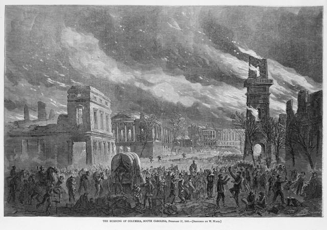 The burning of Columbia during Sherman's occupation, from Harper's Weekly