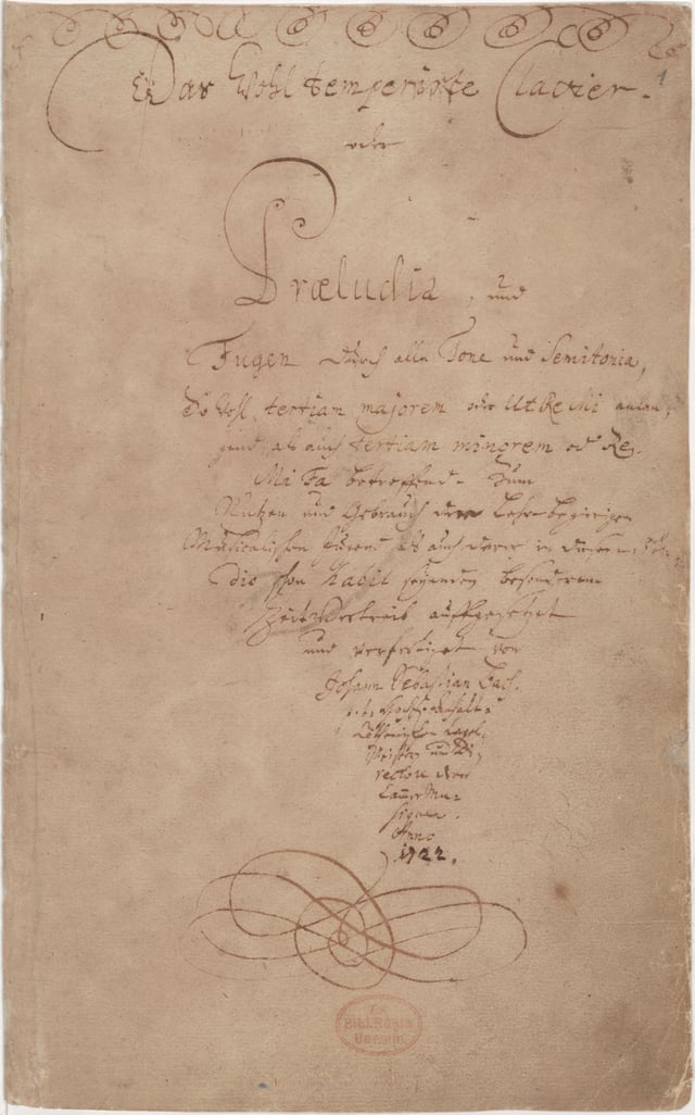 Title page of The Well-Tempered Clavier, book 1 –  Prelude No. 1 in C major BWV 846 performed on harpsichord by Robert Schröter