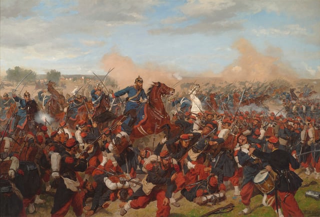 Heinrich XVII, Prince Reuss, on the side of the 5th Squadron I Guards Dragoon Regiment at Mars-la-Tour, 16 August 1870. Emil Hünten, 1902