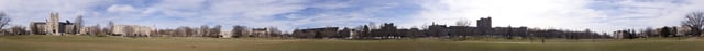 Panoramic view of Virginia Tech's Drillfield