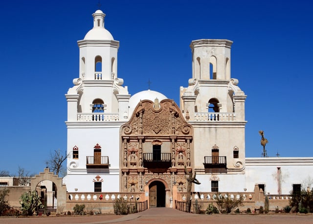 The Spanish mission of San Xavier del Bac, founded in 1700