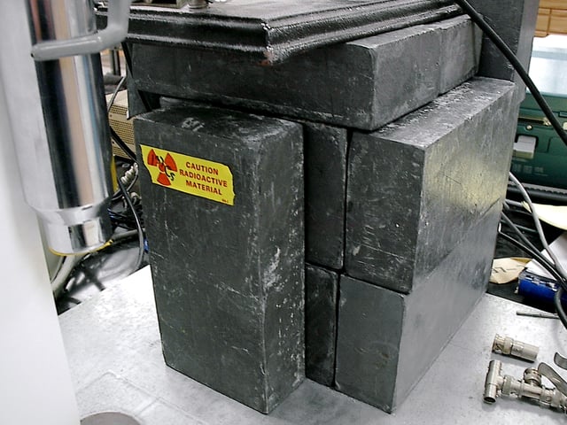 Bricks of lead (alloyed with 4% antimony) are used as radiation shielding.