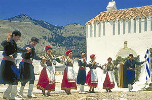 Cretan dancers of traditional folk music