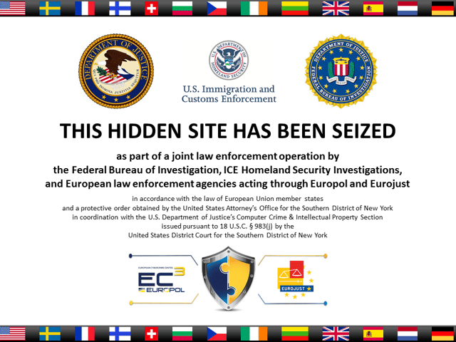 Alert placed on the Silk Road's homepage following its seizure by the U.S. government and European law enforcement