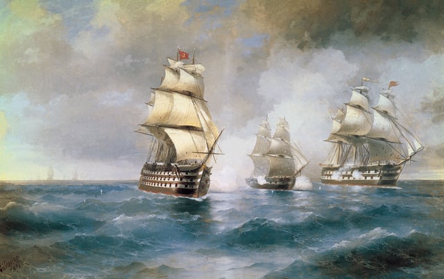 An Imperial Russian Navy Brig "Mercury" Attacked by Two Turkish Ships in a scene from the Russo-Turkish War (1828–29), by Ivan Aivazovsky