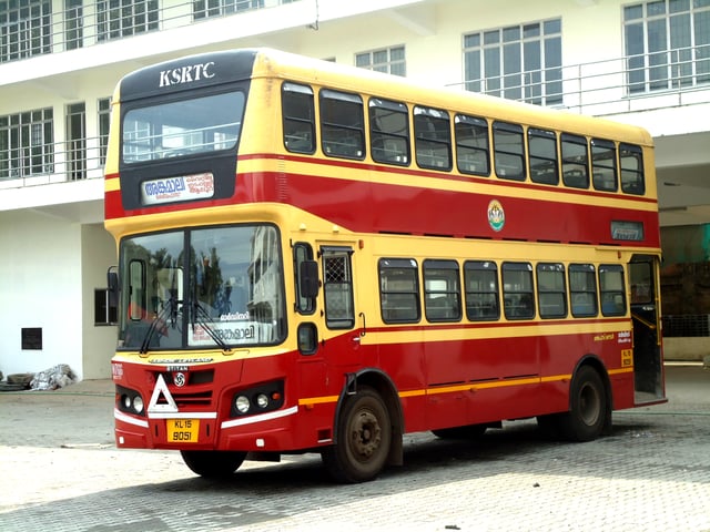 A KSRTC Double-decker bus on service in the city