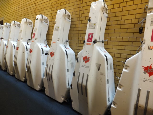Hard flight cases for double basses.