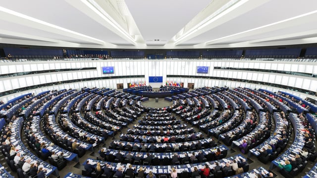 The Parliament's hemicycle (debating chamber) during a plenary session in Strasbourg