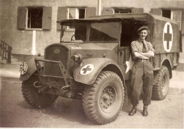 FAU ambulance and driver, Germany, 1945