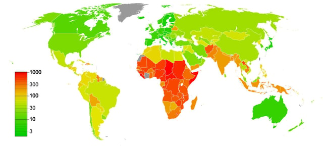 Maternal mortality map, 2012