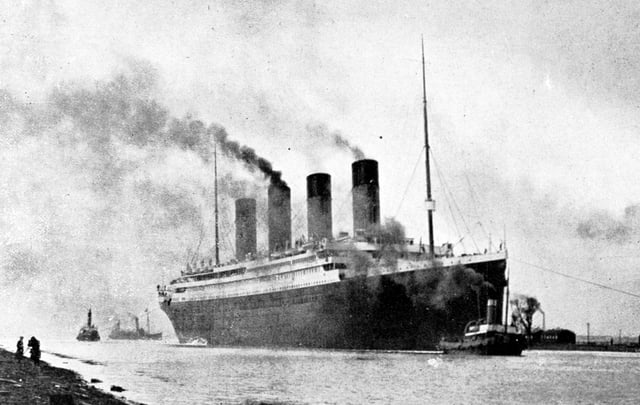 Titanic on sea trials, 2 April 1912