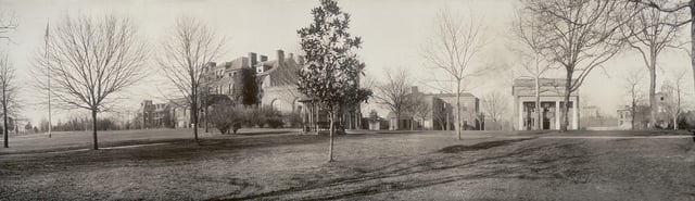 Panoramic photo of campus taken around 1909