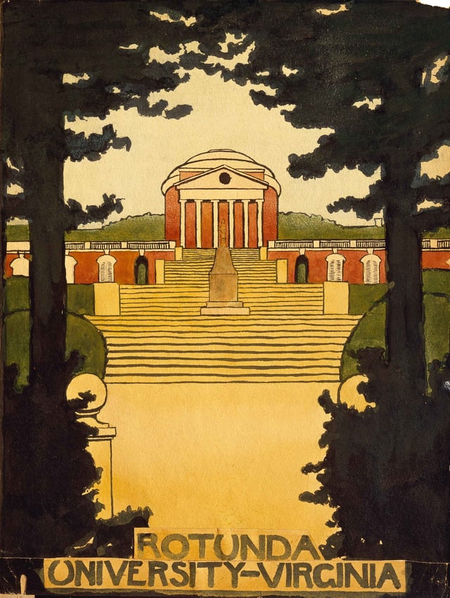 Georgia O'Keeffe, Untitled, The Rotunda at University of Virginia, 1912–14, watercolor on paper, 11 7/8 × 9 in. (30.16 × 22.86 cm)