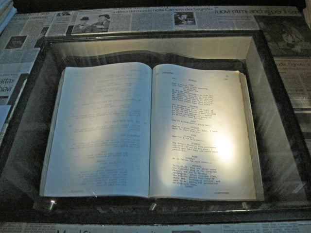 Original screenplay in the National Museum of the Cinema in Turin