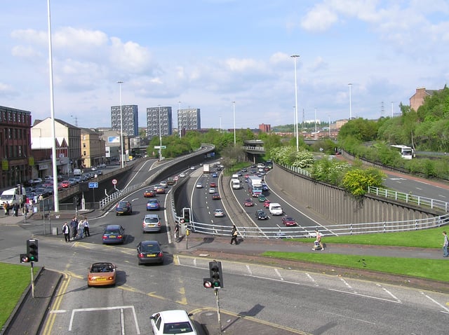 The M8, which crosses the Clyde over the Kingston Bridge, Scotland's busiest motorway