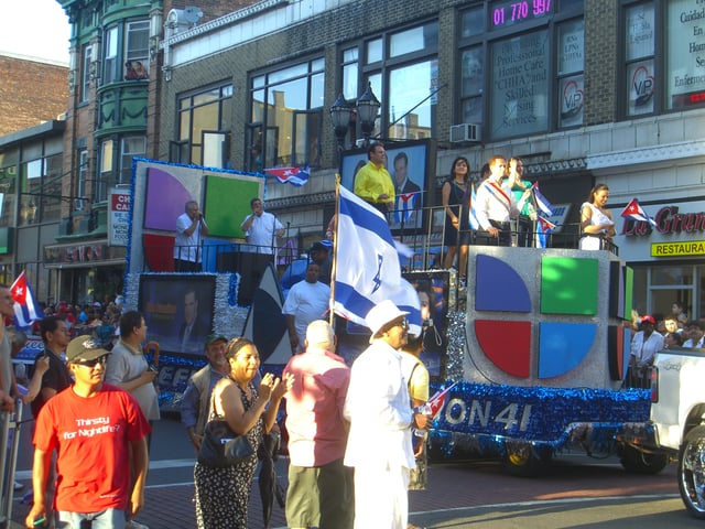 A Univision float in the 2010 North Hudson Cuban Day Parade in Union City, New Jersey.