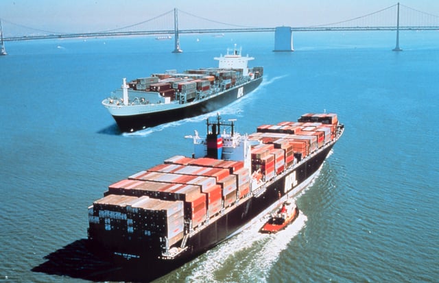 Two modern container ships in San Francisco