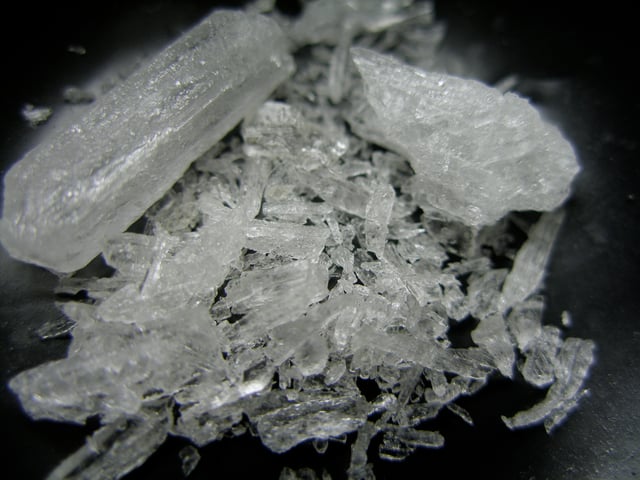 Shards of pure methamphetamine hydrochloride, also known as crystal meth
