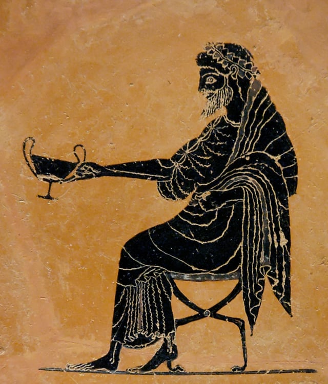 Dionysus extending a drinking cup kantharos)