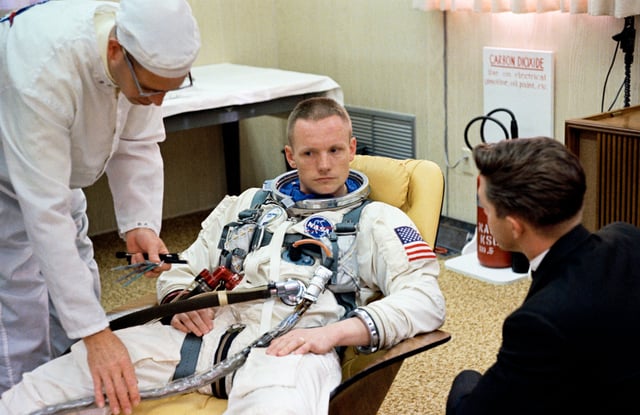 Armstrong, 35, suiting up for Gemini 8