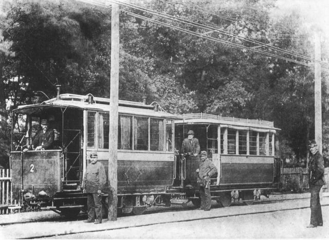 First type of Mödling and Hinterbrühl Tramcars, powered by bipolar overhead line, 1883