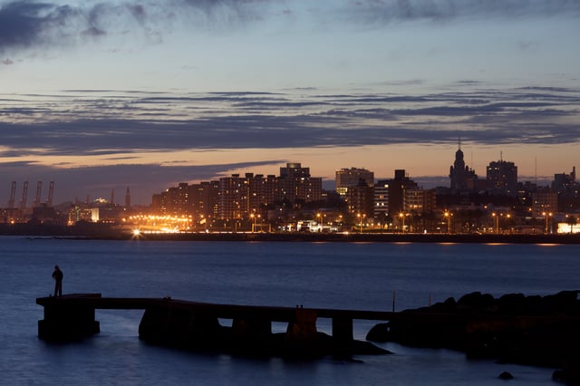 Montevideo skyline at night.