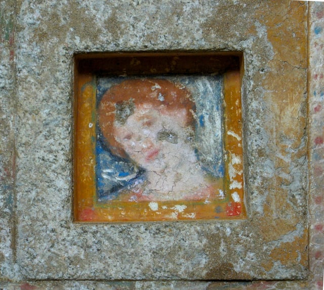 View of a woman's face in the central chamber of the Ostrusha mound build in the 4th century BCE in Bulgaria