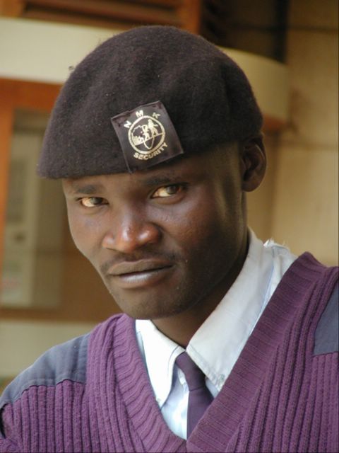 A Kenyan private security guard.