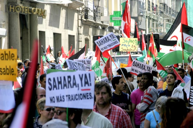 A demonstration in Madrid for the independence of Western Sahara.