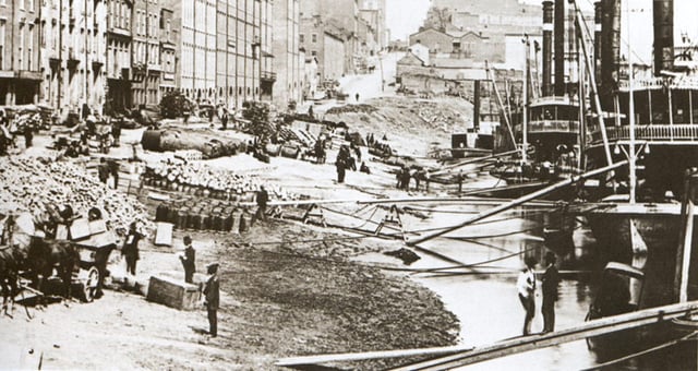Nashville riverfront shortly after the American Civil War