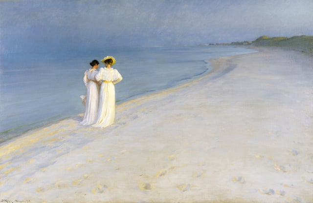 Summer Evening on Skagen's Southern Beach with Anna Ancher and Marie Krøyer, P. S. Krøyer, 1893
