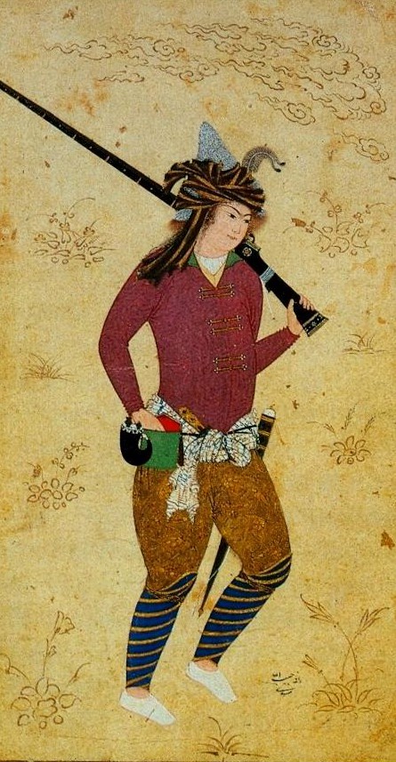 Persian Musketeer in time of Abbas I by Habib-Allah Mashadi after Falsafi (Berlin Museum of Islamic Art).
