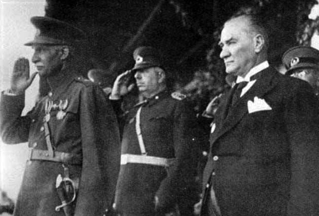 Atatürk (right) with Reza Shah Pahlavi (left) of Iran, during the Shah's visit to Turkey