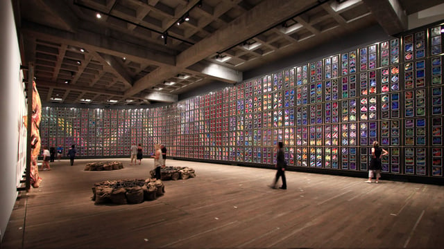 Sidney Nolan's Snake mural (1970), held at the Museum of Old and New Art in Hobart, Tasmania, is inspired by the Aboriginal creation myth of the Rainbow Serpent, as well as desert flowers in bloom after a drought.