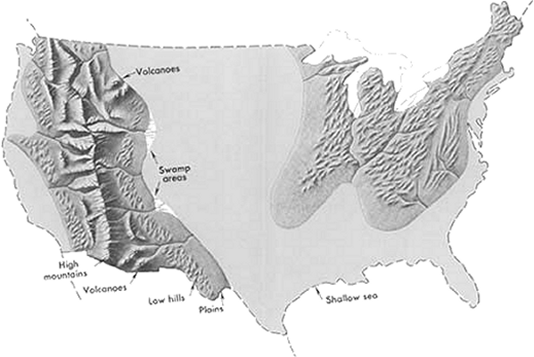 Geography of the Contiguous United States in the late Cretaceous period