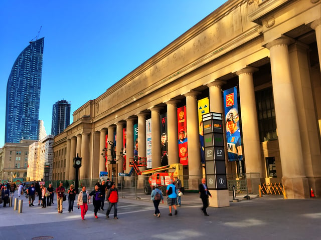 Union Station is a major commuter and inter-city transportation hub in downtown Toronto.