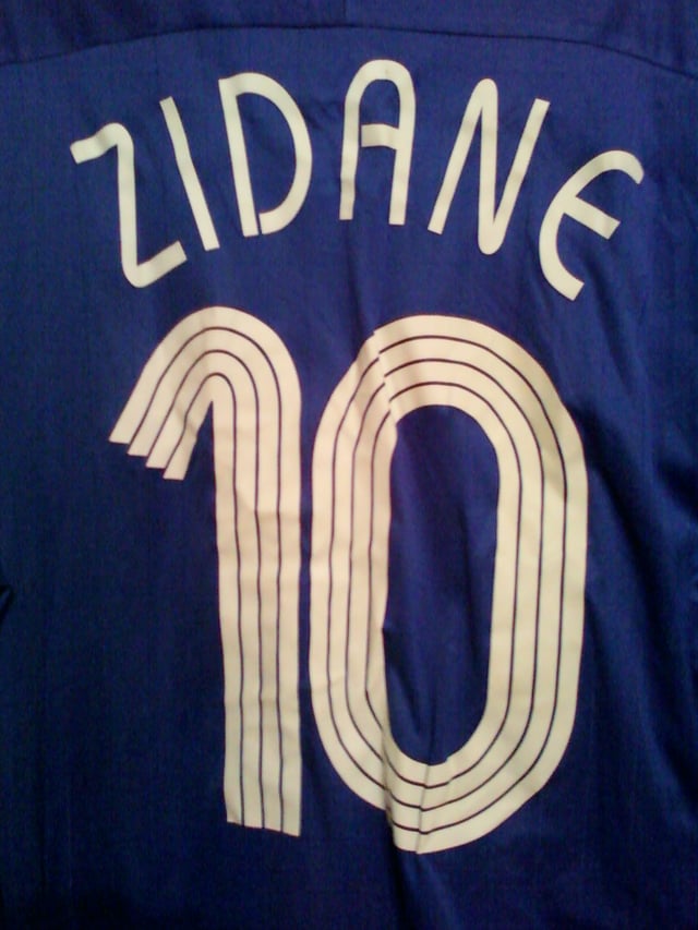 Zidane's France home jersey from the 2006 World Cup.