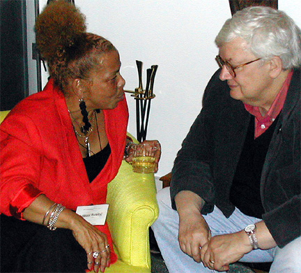 Ebert (right) at the Conference on World Affairs in September 2002, shortly after his cancer diagnosis
