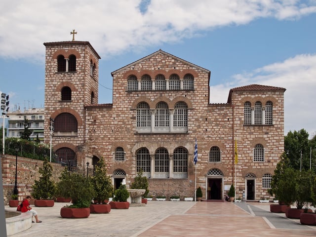 The church of Saint Demetrius, patron saint of the city, built in the 4th century, is the largest basilica in Greece and one of the city's most prominent Paleochristian monuments.