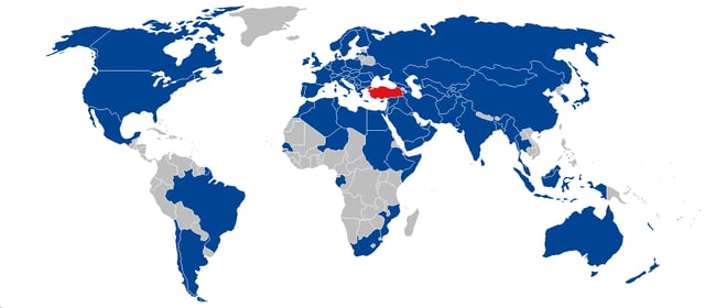 Countries visited by Recep Tayyip Erdoğan as prime minister