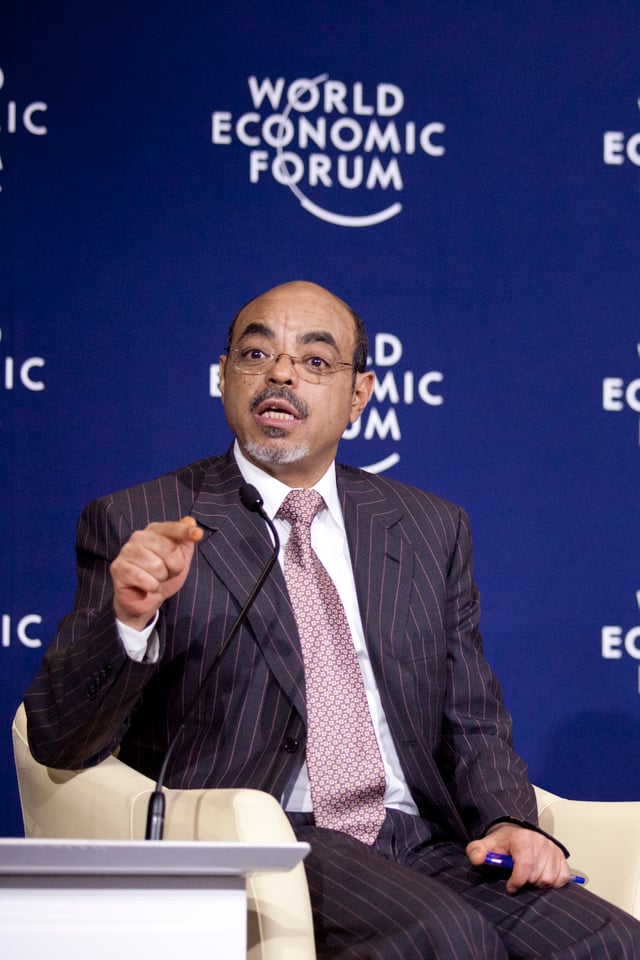 The economics expert Prime-Minister Meles Zenawi, being a panelist at World Economic Forum on 2012.